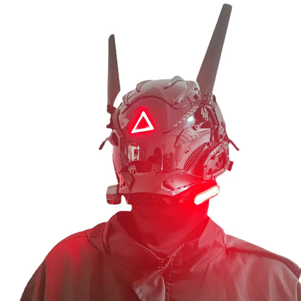 JAUPTO Punk Mask Cosplay for Men Women, Red Triangle Light Mask Cosplay Halloween Fit Party Music Festival Accessories