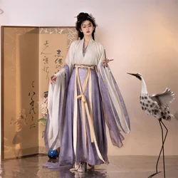 Hanfu Dress Women Chinese Traditional Cosplay Costume Ancient Gradient PURPL&Blue Hanfu Dress Plus Size XL