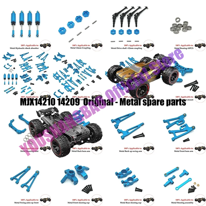 Mjx 14210 14209 H14BM Metal Steering Cup Upper Lower Swing Arm Set Shock Tower Bracket Body Post Hyper Go RC Car Upgrade Parts