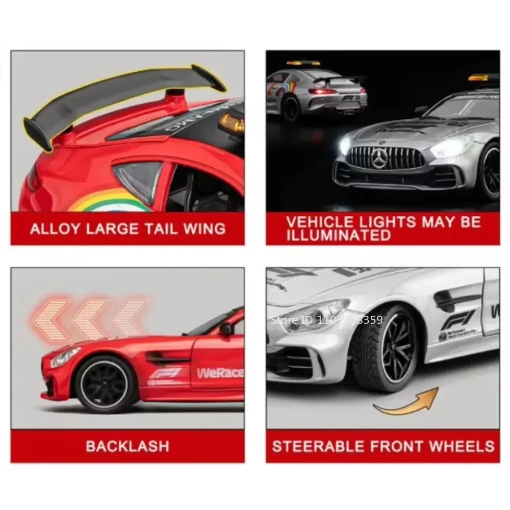 1:24 GTR Sportwagen Model Speelgoed Legering Diecast EEN Supercars Geluid Licht Trek Deuren Geopend Racing Voertuigen voor Jongens Geschenken