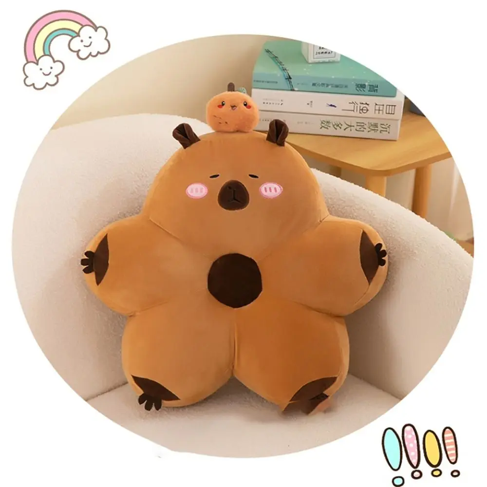 Cute Plush Capybara Cushion PP Cotton Comfortable Couch Pillow Thick Cartoon Waist Pillow Long Sitting