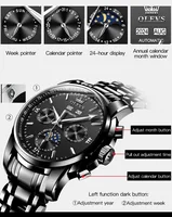 Montre automatique pour homme OLEVS 6633 avec phases de lune, acier inoxydable, étanche, calendrier/hebdomade, montres mécaniques de luxe pour hommes 5