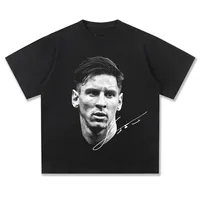 Short Sleeved Round Neck Y2k Tshirt Men Clothing New in Top & Tees Mens T-Shirt Leo Messi Football Vintage Printed Sports 70344