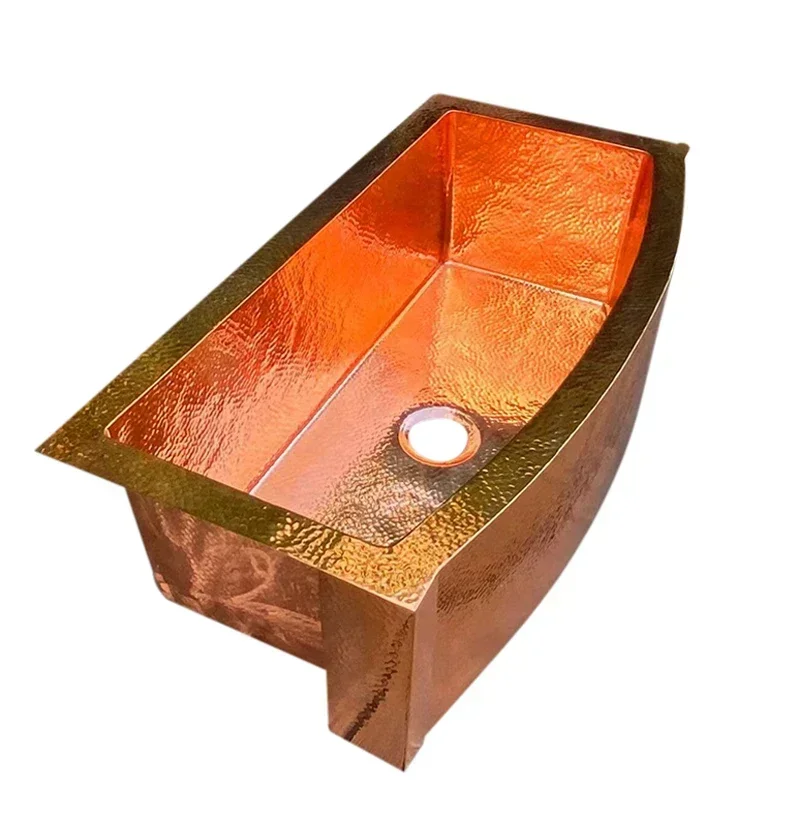 

Copper kitchen sink farmhouse rounded apron front rustic sinks luxury design Curve