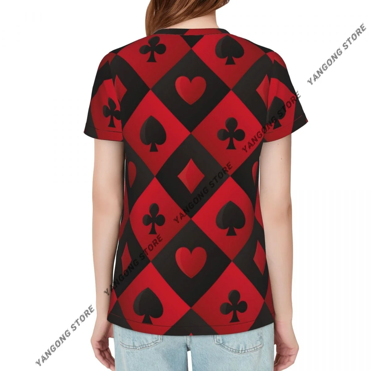 Women's T-shirt Poker Cards Symbols Tshirt Women Casual O-Neck Short Sleeve Tops Tees Clothing