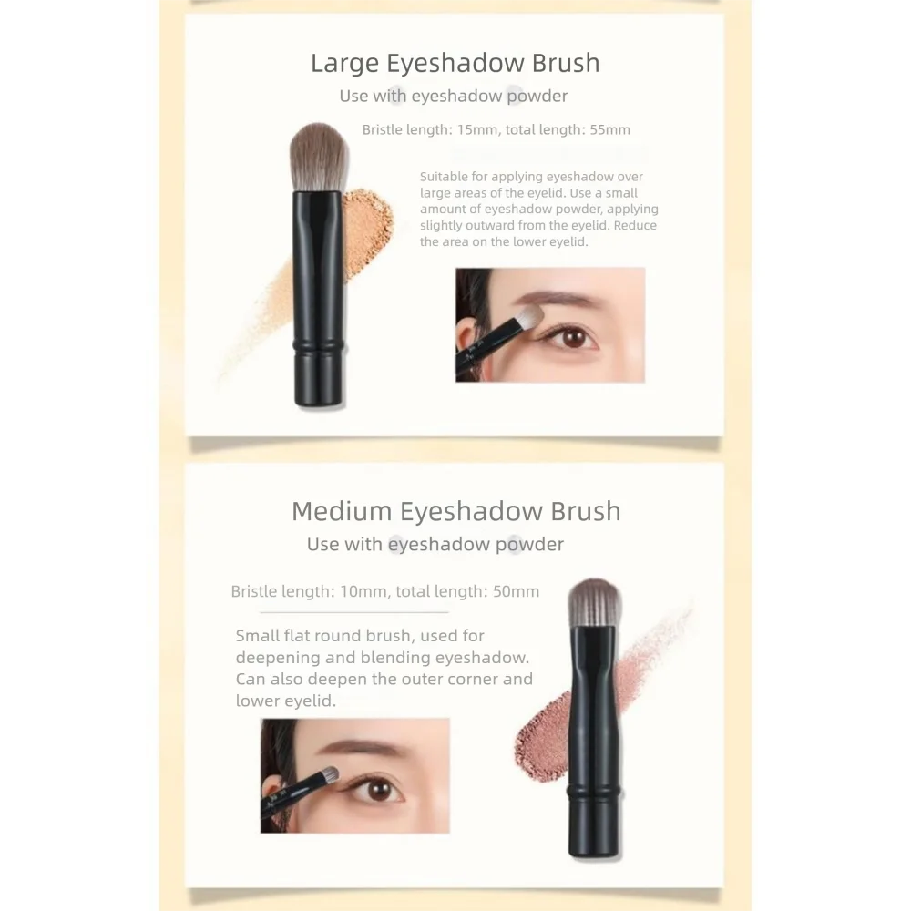 Zestaw Mini Pędzli do Makijażu Podróżnych, 6 Sztuk, z Pudełkiem, Przenośny Zestaw Pędzli Kosmetycznych, Wielofunkcyjne Pędzle Dwustronne