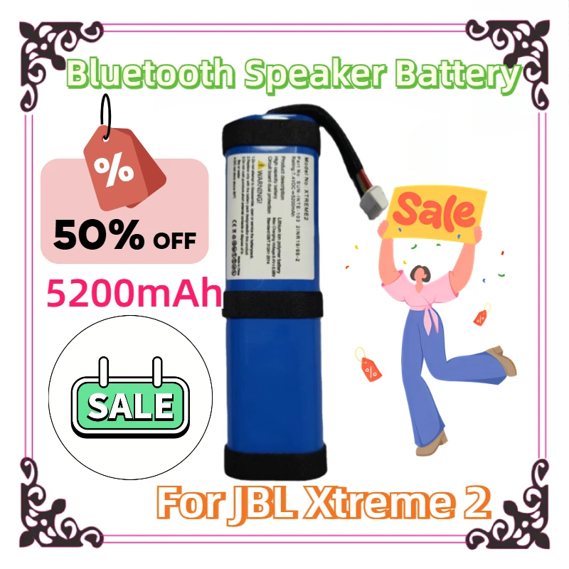 

For JBL Xtreme 2 Xtreme2 Battery SUN-INTE-103 2INR19/66-2 ID1019 Bluetooth Speaker Battery New Replacement Battery 5200mAh