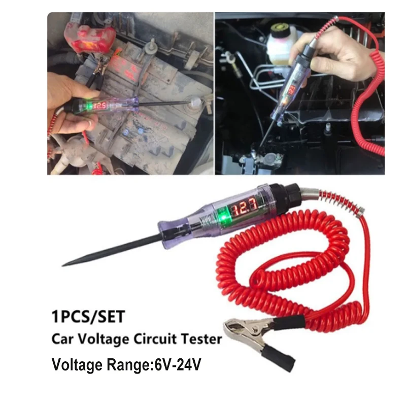 1pc Auto Circuit Tester Truck Voltage Tester Circuit DC 6V 12V 24V Probe Pen Light Bulb Automobile Diagnostic Tool Auto Repair