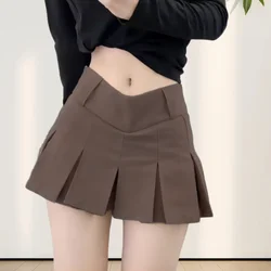 Vintage Gray Pleated Skirt Women Kawaii High Waist Mini Skirts Korean Fashion School Uniform Harajuku Streetwear Spring