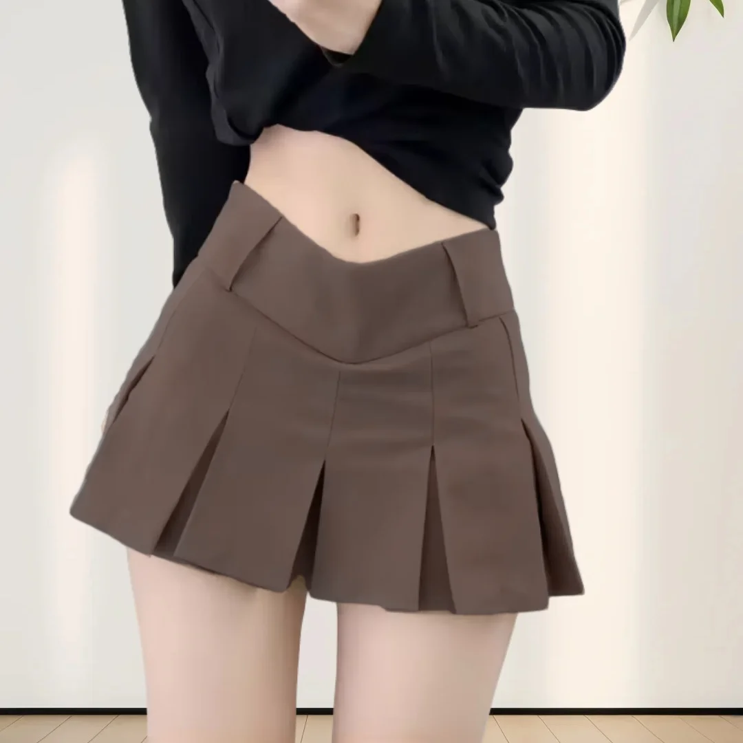 Vintage Gray Pleated Skirt Women Kawaii High Waist Mini Skirts Korean Fashion School Uniform Harajuku Streetwear Spring