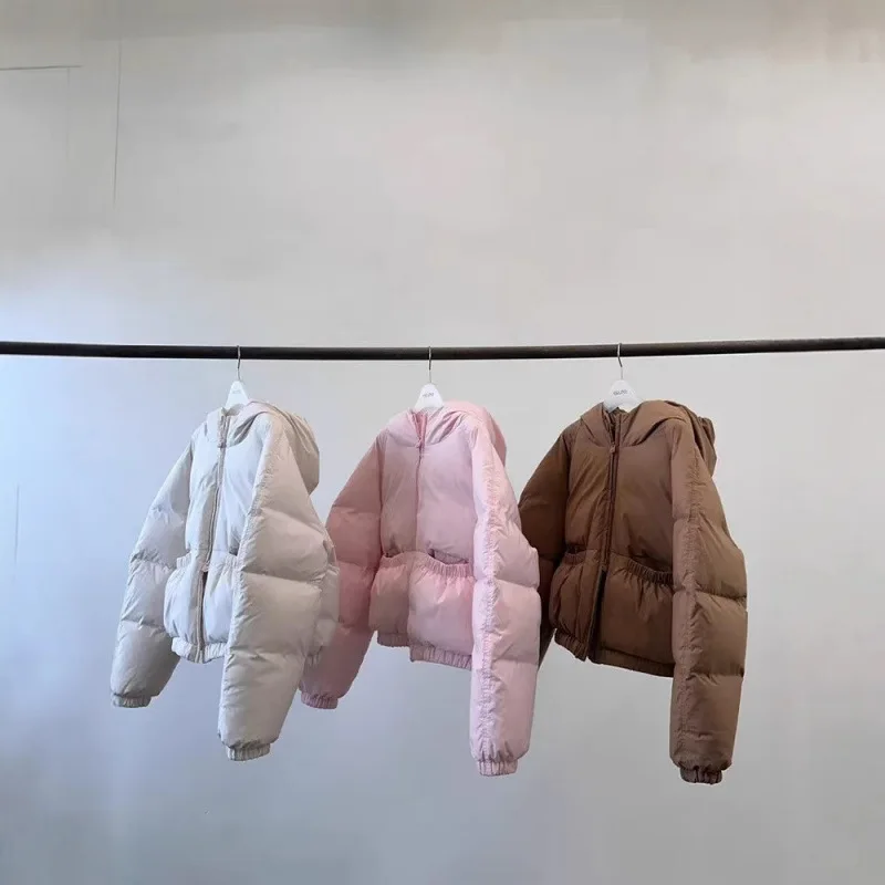 ERUME 東大門2024冬 グースダウンジャケット レディース Sサイズ おしゃれ 暖かい綿コート 通勤 ストレートカット