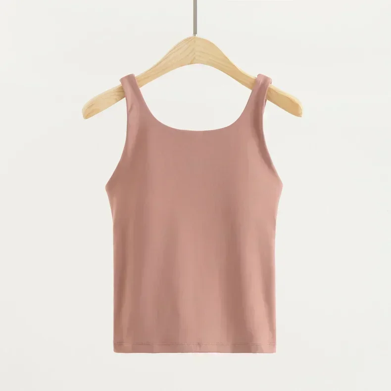 Lemon Women Yoga Vest Stretch Sexy Blouse Female Deep U Beautiful Backstrap Chest Pad Gym Running And Fitness Sports Tank Tops