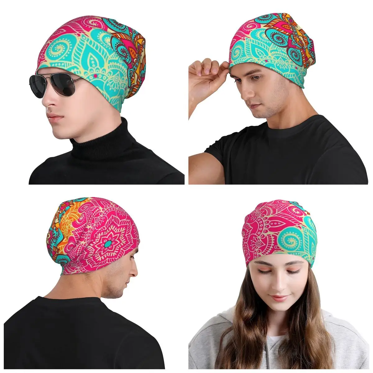 Mandala Flower Deanfun Colorful Skullies Beanies Caps Unisex Winter Warm Knit Hat Hip Hop Adult Bonnet Hats Outdoor Ski Cap