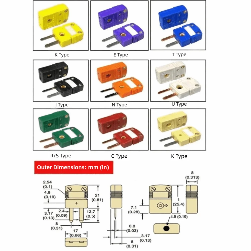 1PCS K T J E RS Compatible Thermocouple Connector Male Connector Female Connector Temperature Sensor Connector Panel Mount