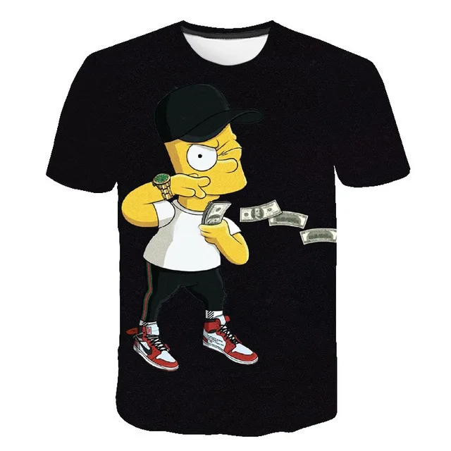 Disney The Simpsons family Cartoon Print T-shirts Men Clothing Summer Casual Short Sleeve Cool Harajuku Streetwear Tops Tee﻿