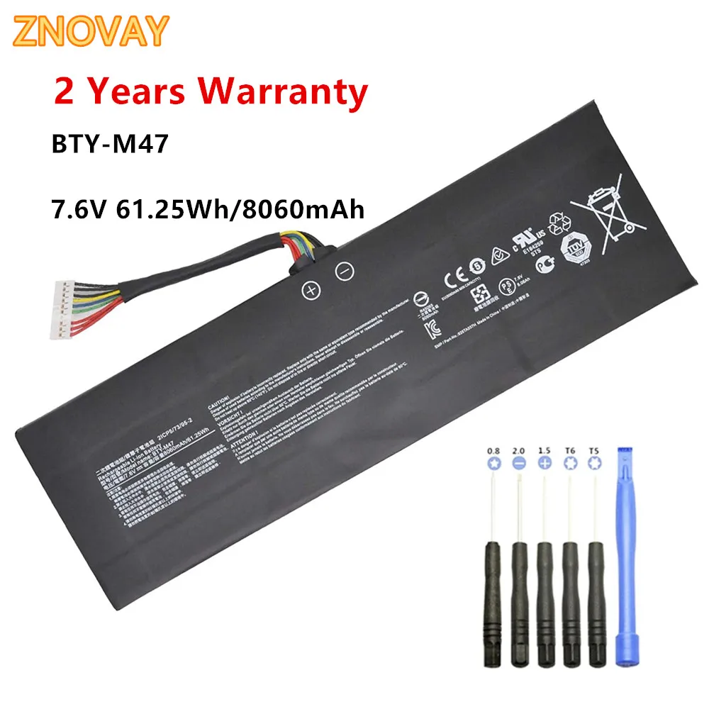 

ZNOVAY BTY-M47 61.25WH Laptop Battery for MSI GS40 GS43 GS43VR 6RE GS40 6QE 2ICP5/73/95-2 MS-14A3 MS-14A1 7.6V 8060mAh