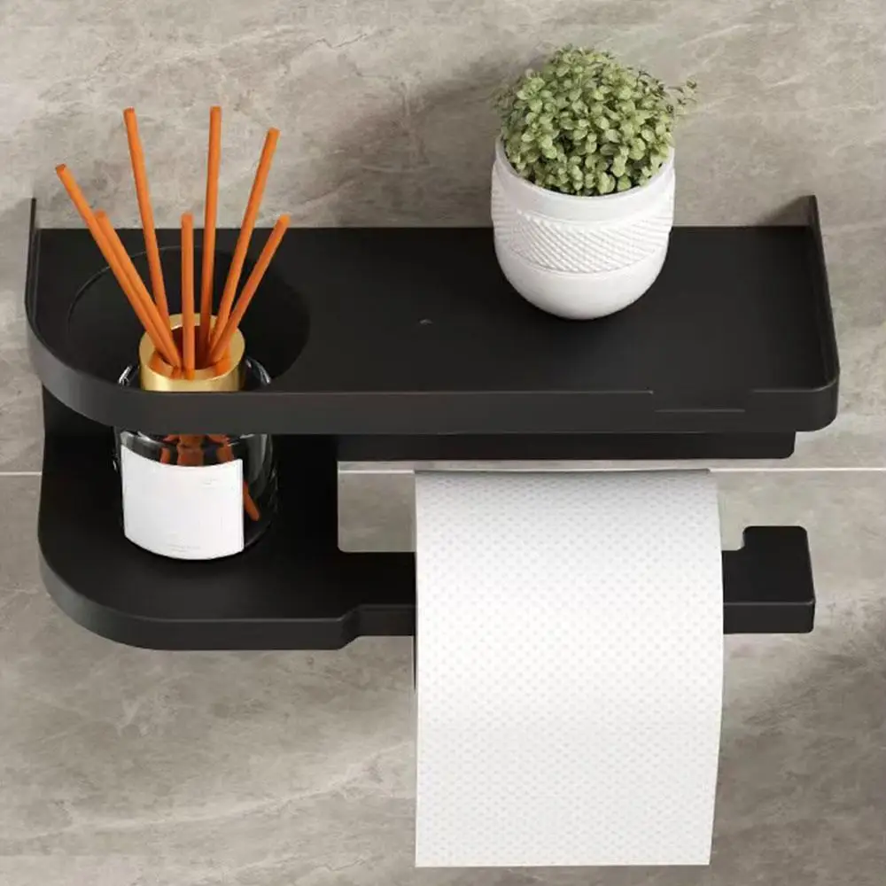 

Wall Mounted Self Adhesive Toilet Paper Holder Plastic Storage Rack Bathroom Wall Roll Paper Holder For Bathroom & Toilet