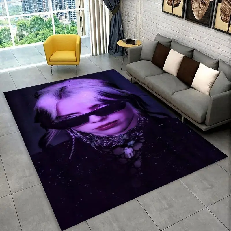 Famous Singer Billie Eilish Star Non-Slip Area Rug for Living Room,Bedroom,Playroom,Carpet Floor Mat Home Decor Rug  Room