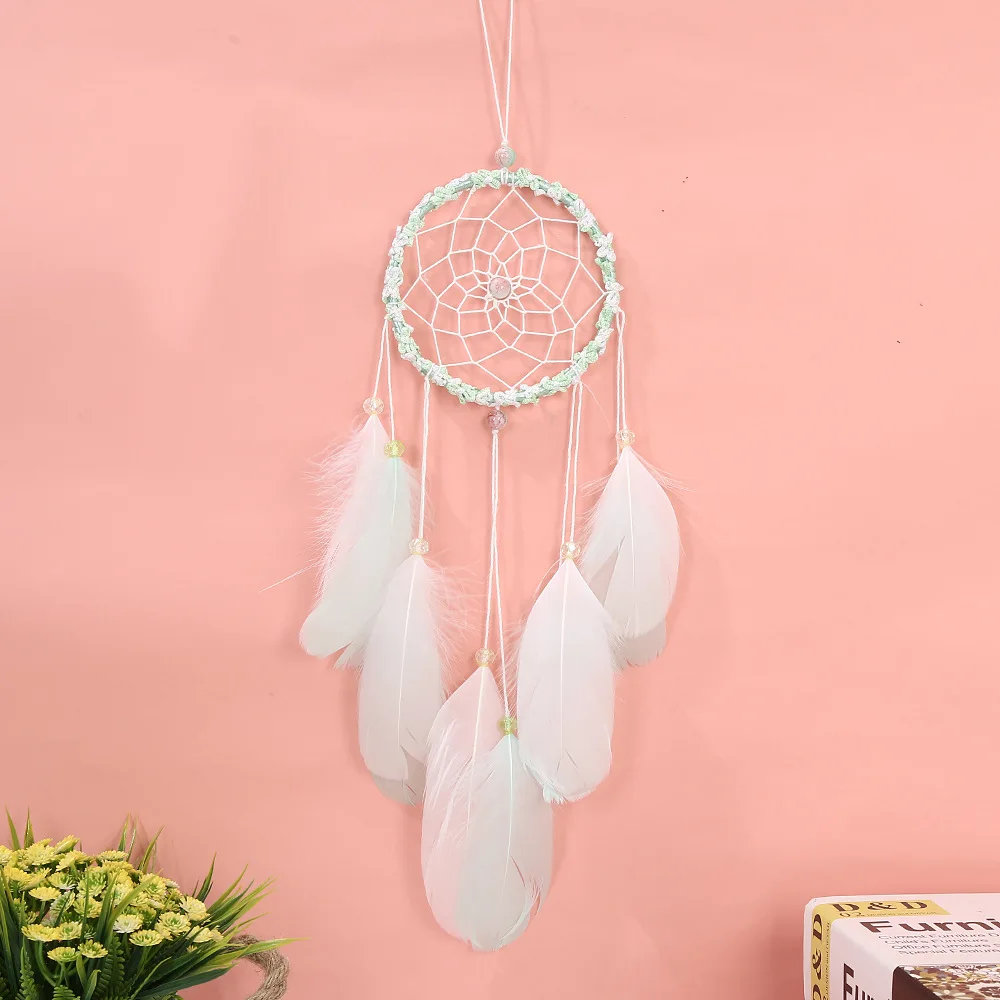 Trendy Elegant Dream Catcher Craft Pendant With Feather Rope Braided Door Window Charms Hanging Car Interior Amulet Ornament