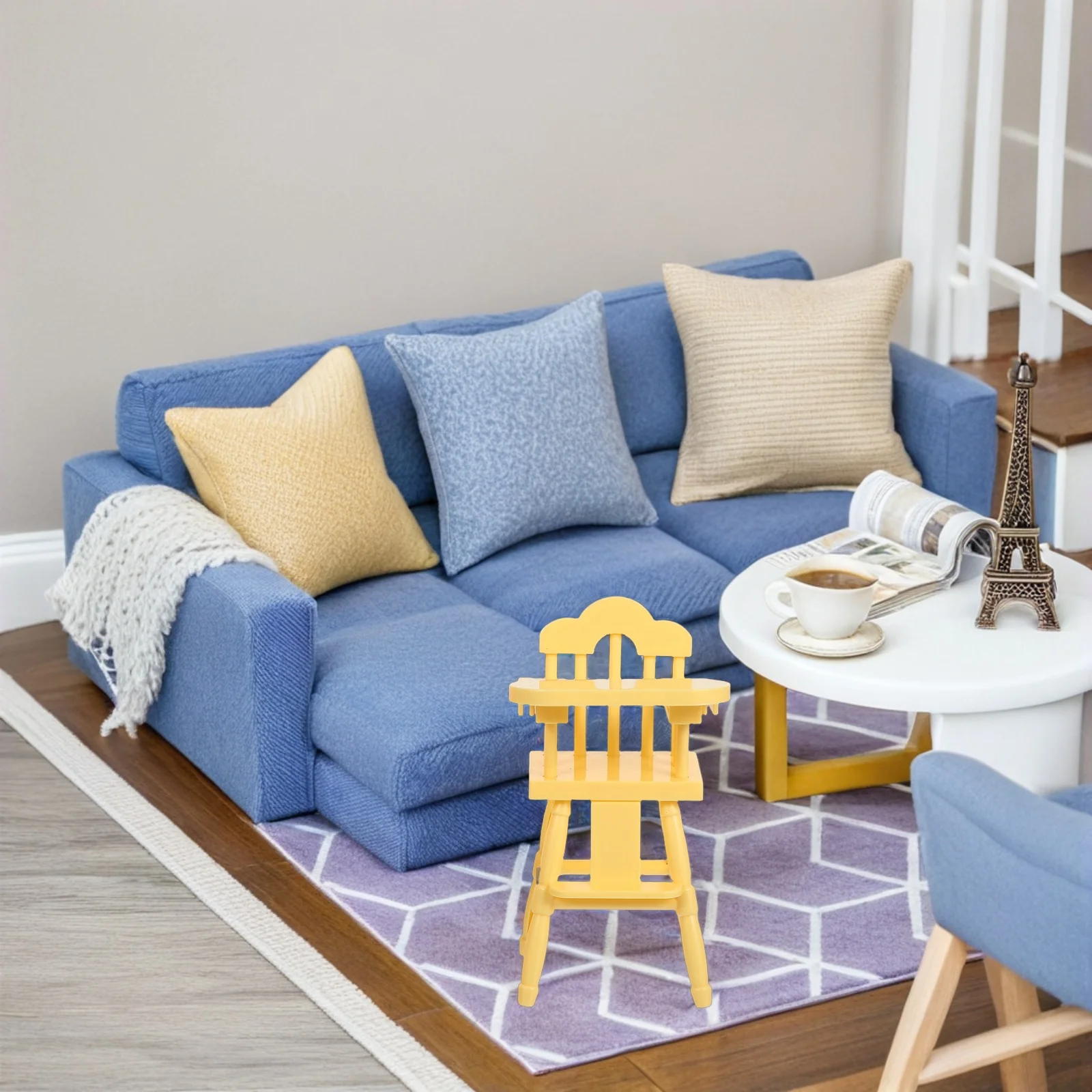 1 Juego de Mini cochecito para casa de muñecas, trona para bebé, pequeños muebles de plástico para guardería, juego de simulación, accesorios realistas para niños