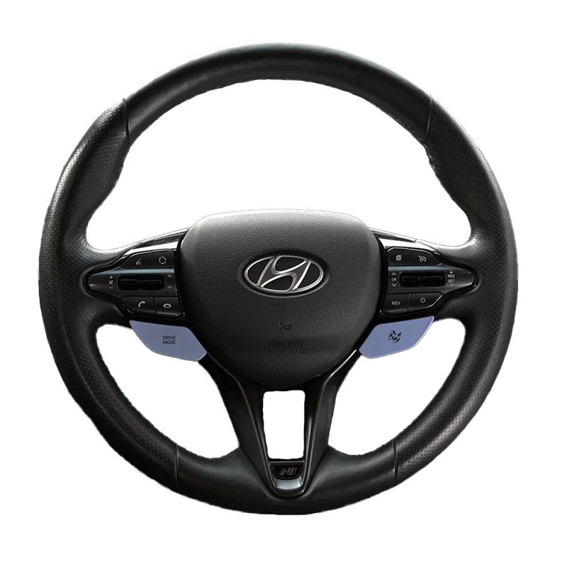 Customized Car Steering Wheel Cover For Hyundai Veloster N 2019-2021 i30 N 2018 2019 2020 Black Leather Braid For Steering Wheel