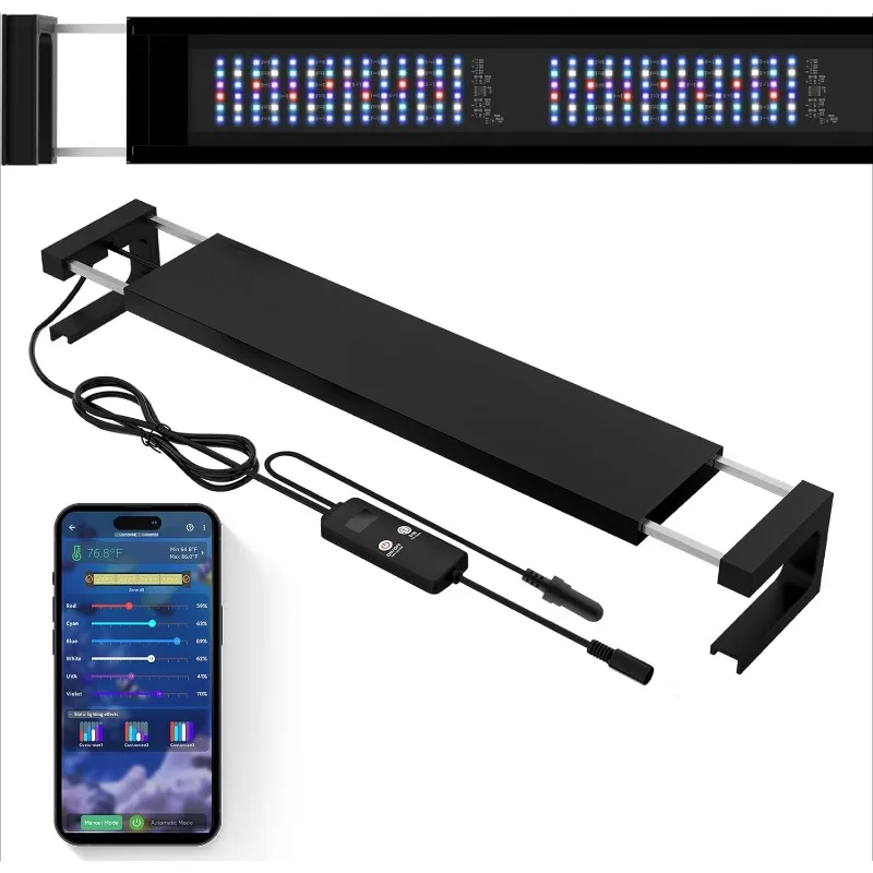 home.Saltwater Aquarium Light,Smart Reef Coral Light,Appwith Real Time Water TemperatureSensor (24-30 in)