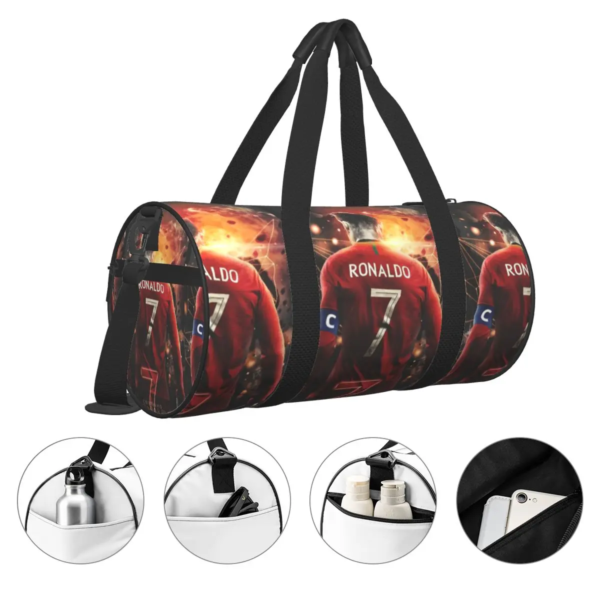 C-Cristianos Travel Bag Football Star Fashion Gym Bag Male Female Pattern Large Colorful Sports Fitness BagsWeekend Handbags