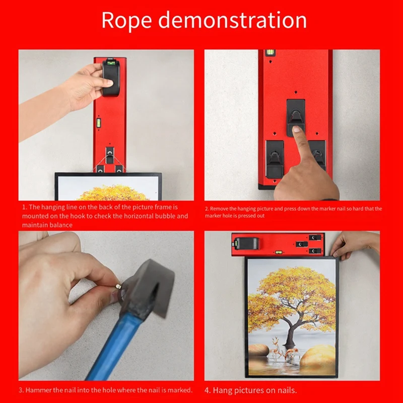 Multi-Functional Poster Universal Level Balance Ruler Installation Instrument With Multi-Size Poster Nails