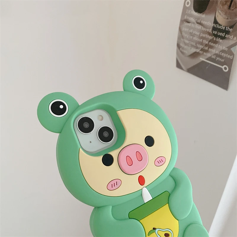 Cartoon Animal Cute Pig Soft Silicone Case for IPhone 13 12 14 15 Pro Max 11 14Pro IPhone15 13Pro 15Pro IPones Protective Cover