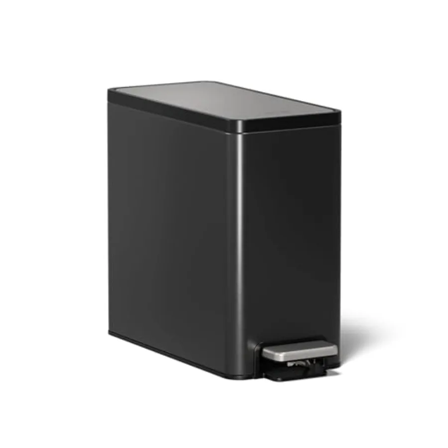 

20957-BST Bathroom Trash Can, 2.5 Gallon Step Can, Quiet-Close Trash Can with Foot Pedal, Black Stainless Steel