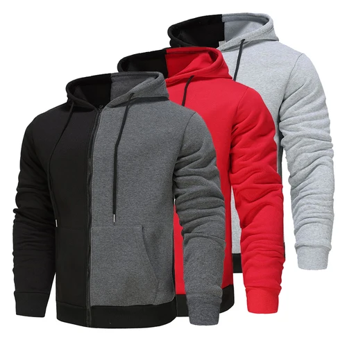 Nueva Sudadera con capucha para hombre, sudadera informal ajustada de manga larga para primavera y otoño, sudaderas con capucha para hombre, ropa informal estilo hip hop con cremallera M 3XL