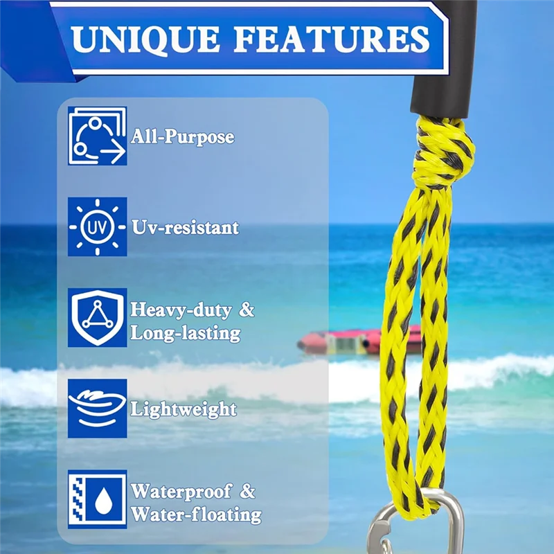 

B06C-Boat Tow Rope , 60FT 3K 1-3 Riders Tube Boating Ropes Heavy Duty Ski Rope For Ski Float Water Skiing