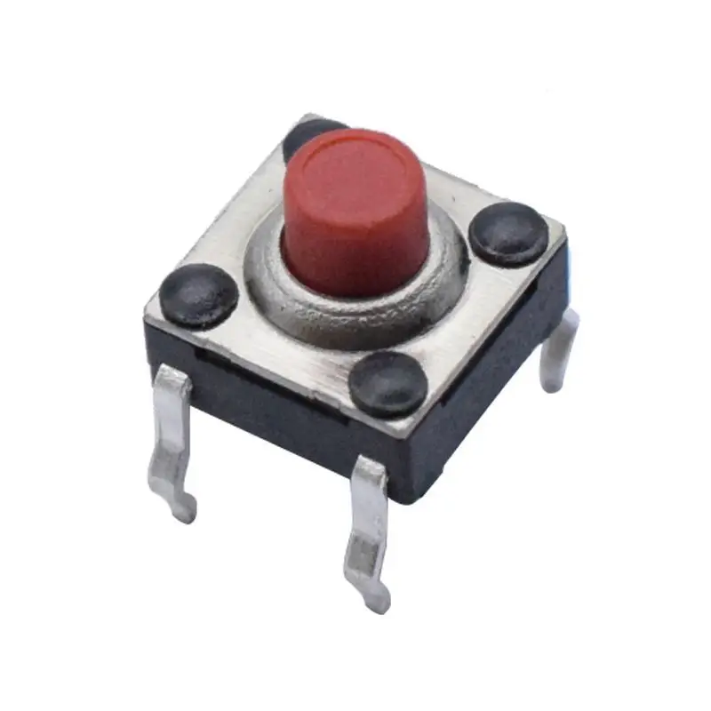 6x6x5 four pin plug-in with ultra high lifespan of 100000+ Light touch switch,stretching cover,red head waterproof button switch