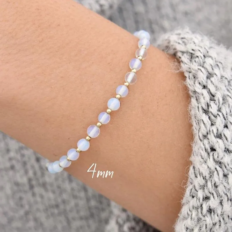 Opalite Bracelet • October Birthstone Jewelry for Women Dainty Gemstone Stacking Bracelet