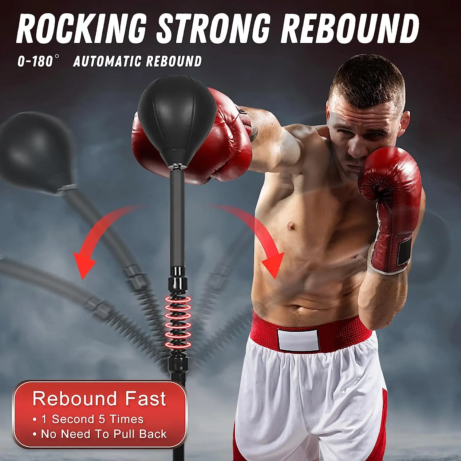 Adjustable Height Standing Speed Punching Ball Water & Sand Filled Boxing Training Ball for Boxing & Training