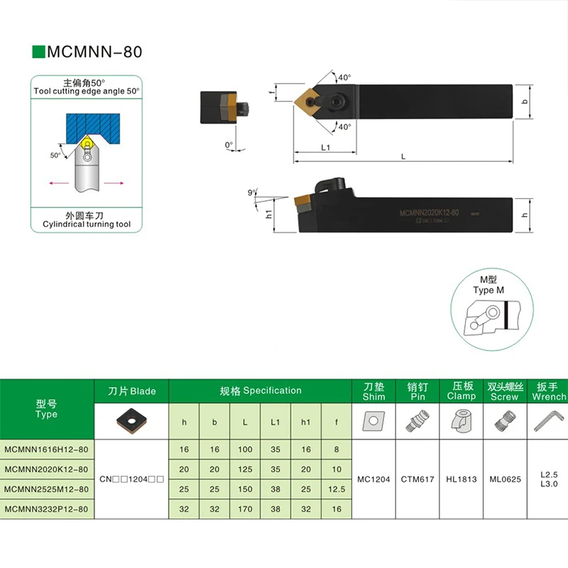 1 buah MCMNN2020K12-100 MCMNN1616H12-80 Holder pemegang alat pemutar eksternal, pemotong bubut MCMNN CNC untuk CNMG