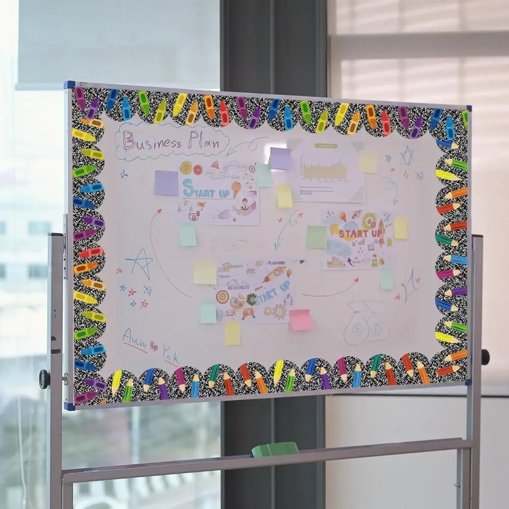 Self Adhesive Bulletin Board Borders Colorful Pencil Cartoon Pattern Decorative Sticker Roll Cuttable Roll Design