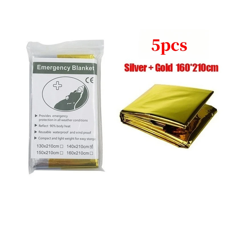 Thermische noodponchodeken Lichtgewicht opvouwbaar Waterbestendig Winddicht zonnescherm Herbruikbare EHBO-kampeermat Pad Cover - afbeelding 1