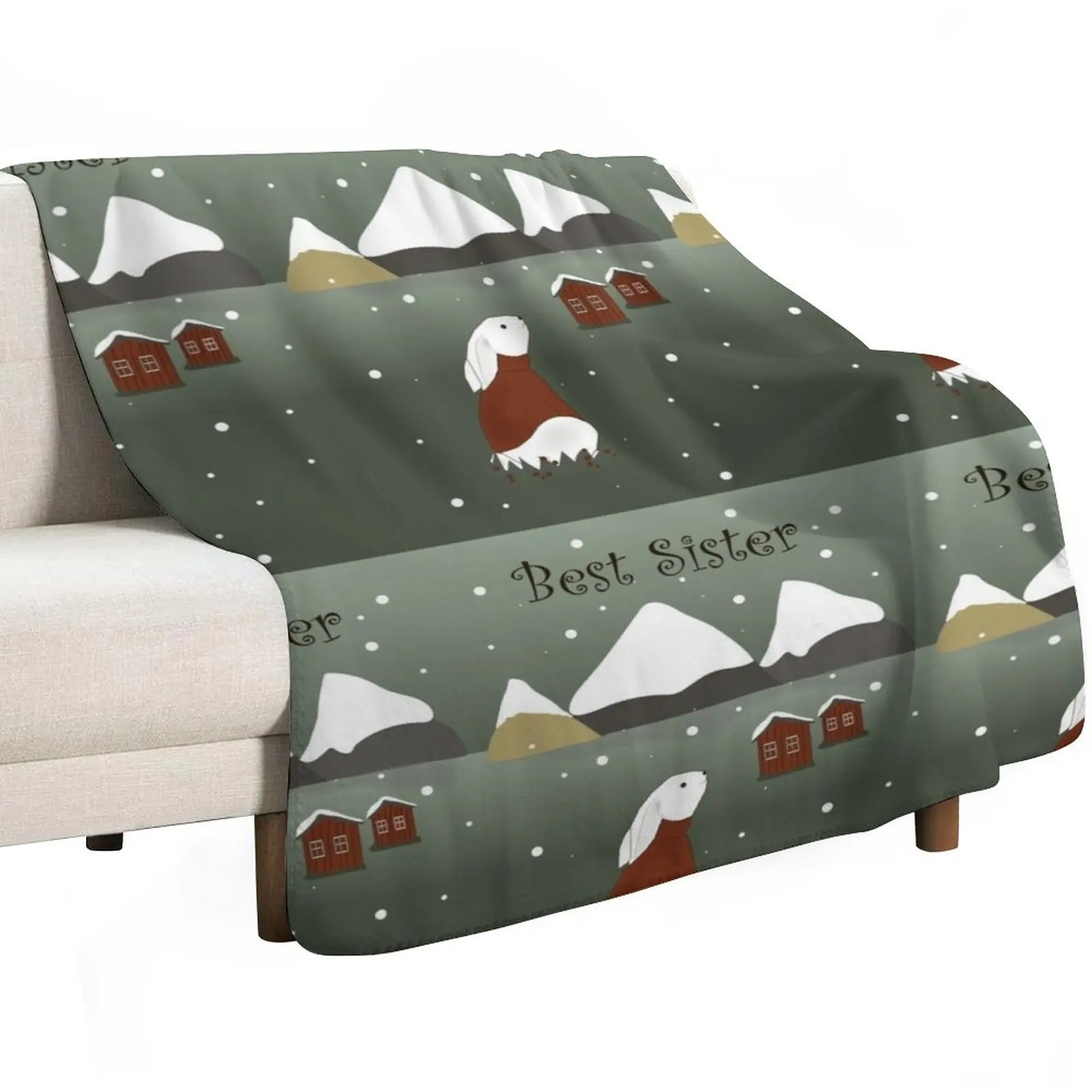 Scandinavian hare Throw Blanket Warm Plush Fuzzy Blanket for Living Room