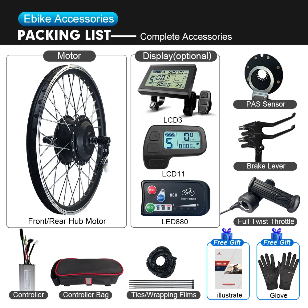 Electric Bike Conversion Kit 24V 250W Brushless Gear Front Rear Hub Wheel Motor Kit For ebike Conversion Kit 16-29Inch 700C