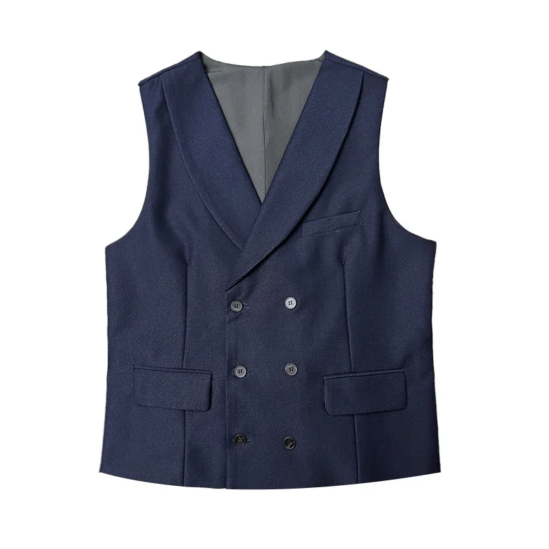 

Men Luxury Double Breasted Design Solid Vest Formal Groom Wedding Dress Suit Vest Set Fashion Mens Club Singer Clothing 6XL-M