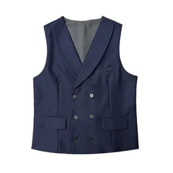 Men Luxury Double Breasted Design Solid Vest Formal Groom Wedding Dress Suit Vest Set Fashion Mens Club Singer Clothing 6XL-M