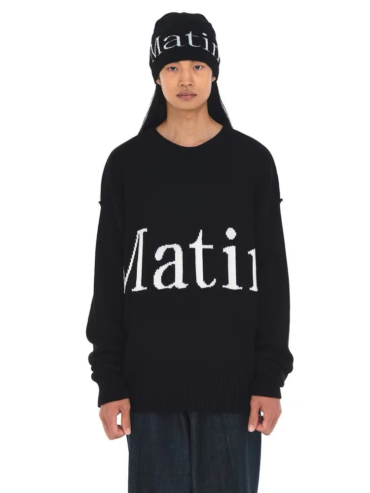 

Loose Knitted Casual Sweater ex Large Letter Logo on Front And Ba for Men And Women Comfortable Warm Autumn Winter Sweater