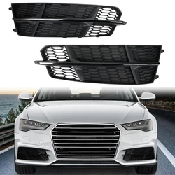 For AUDI A6 C7 S-Line 2015 2016 2017 2018 1Pair Car Fog Lamp Racing Grill Honeycomb Hex Fog Light Grille Cover