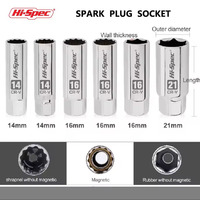 Hi-Spec Car Spark Plug Socket Universal Wrench 14/16/21mm Install Replace Repair Kit Magnetic Spark Plug Removal For Car Repair