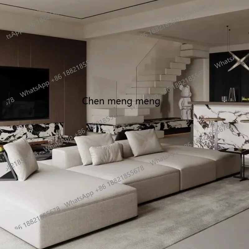 H  Minimalist fabric sofa, Nakajima double-sided, modular sofa leather