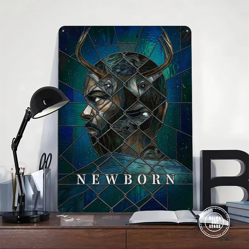 Stained Glass Newborn Movie Tinplate Poster Customized Wall Art Retro Vintage Metal Signs for Fans Home Decorations Living Room