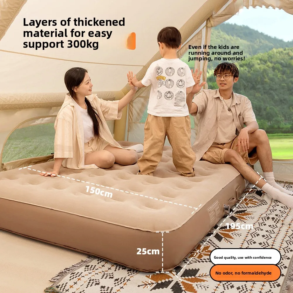 Automatic Air Mattress Home & Camping Use Flocked Top Thickened PVC Cover Modern Simple Design Inflatable Mattress Bed