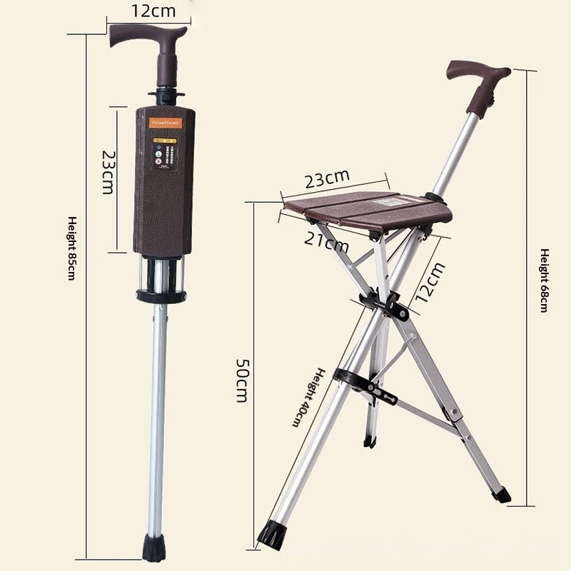 Crutch Chair, Foldable Crutch Stool For The Elderly, Multi-Functional Anti-Slip Crutches, Outdoor Hiking Stick, Portable Chair