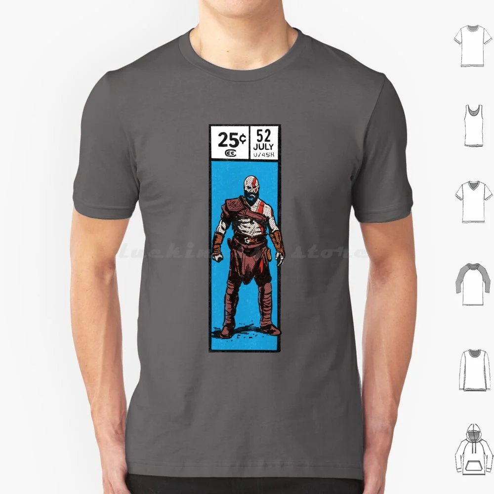 Comic Book Corner Box-Kratos God Of War Fan Art T Shirt Big Size 100% Cotton Fan Art Painted Digital Illustration Adventure